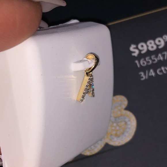 10k solid gold real genuine SI diamond Initial A pendant charm NOT PLATED NOT CZ - Picture 4 of 5